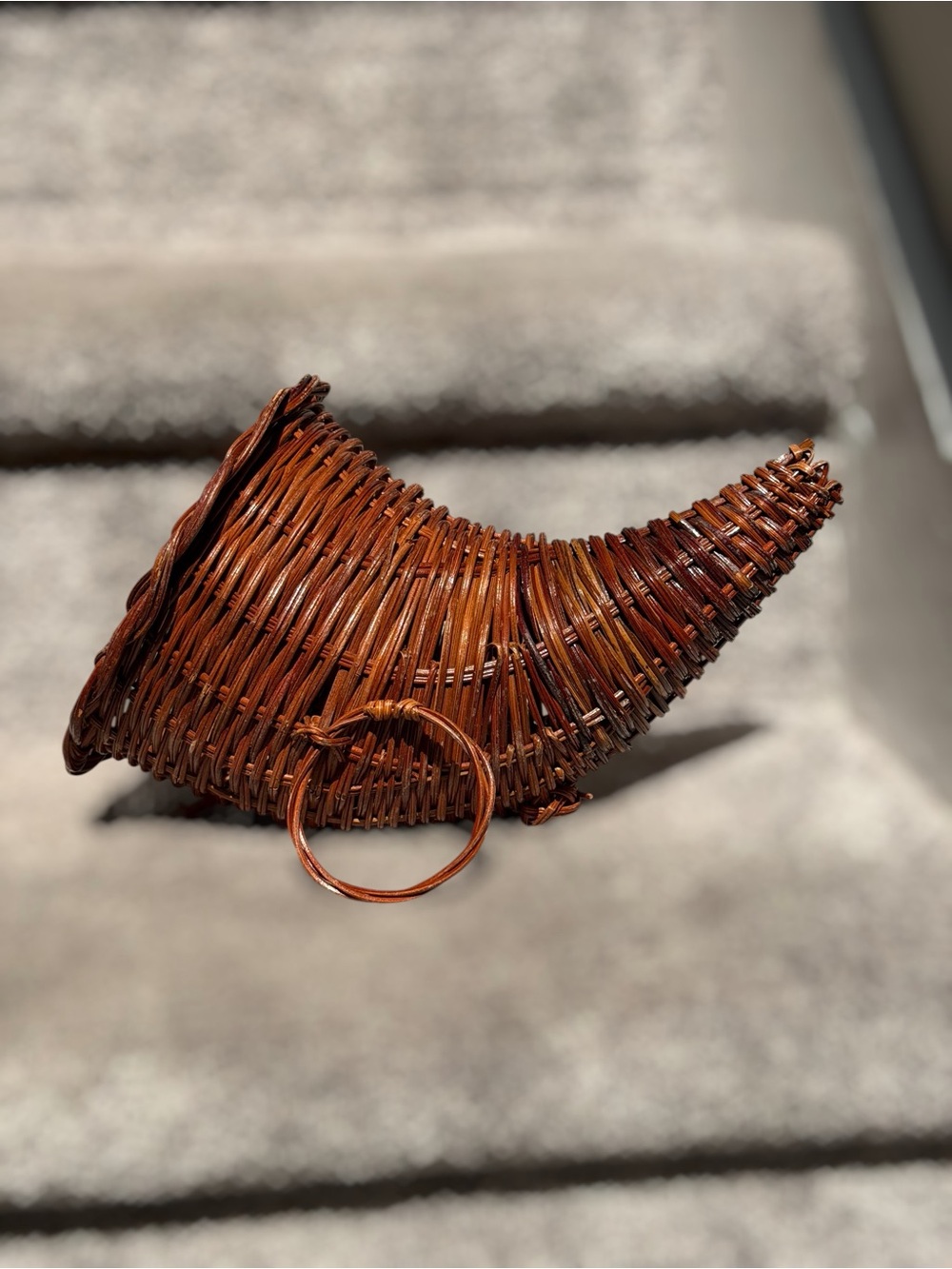Vintage Wicker Cornucopia Horn of Plenty Basket Fall Thanksgiving Wall Decor - Picture 5 of 10